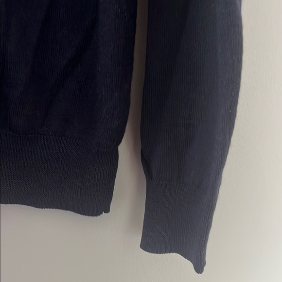 Men's Dark Blue V-Neck Sweater - Picture 3 of 7